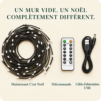 Avant apres - mur transforme pour Noel avec Brancelume